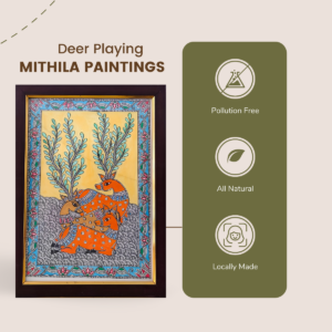 Deer Playing Mithila Paintings