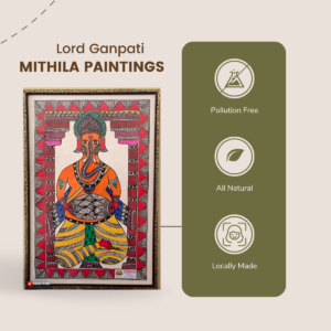 Lord Ganesha Tabla Player Madhubani Painting